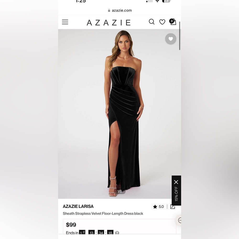 Azazie bridesmaid black velvet dress size 10